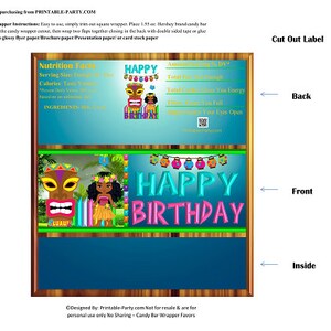 Printable Candy Bar Wrappers | Hawaiian Luau African Girl Tiki Tropical ...
