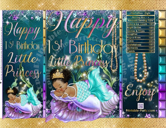 Printable Potato Chip Bags Mermaid 1st Birthday Little Princess