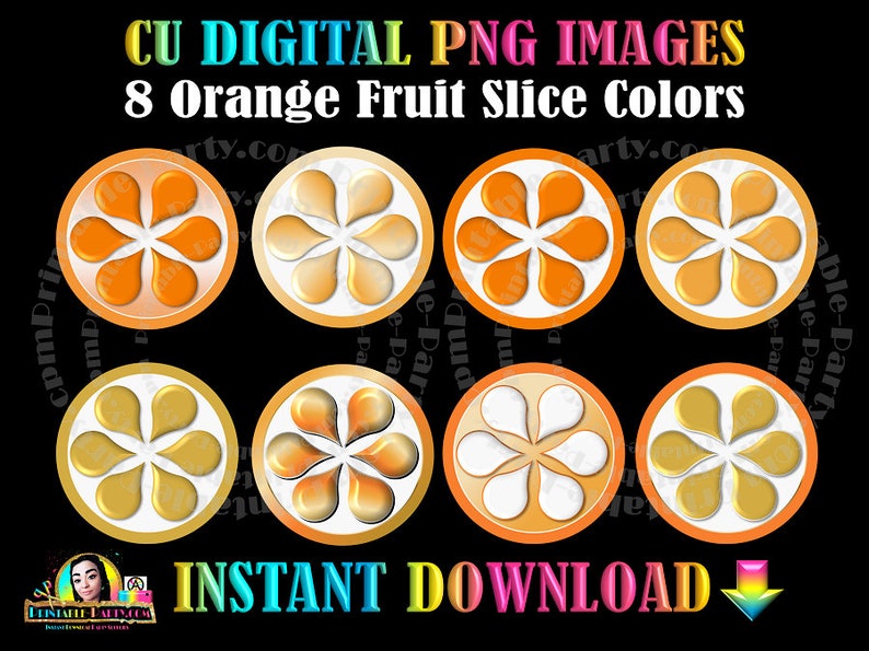 Orange Fruit Slices Tropical Tangerines Clementines Citrus Digital Download PNG Clipart Graphics Commercial Use OK image 1