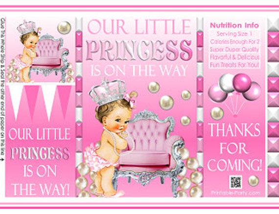 Printable Potato Chip Bags | Baby Shower Pink White | Royal Party Favor Bags Il_570xn