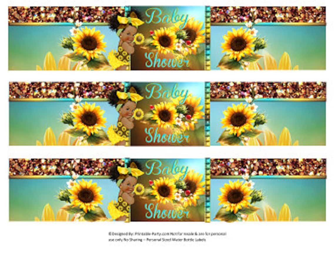 Printable Water Bottle Labels Sunflower Flower Floral Yellow - Etsy