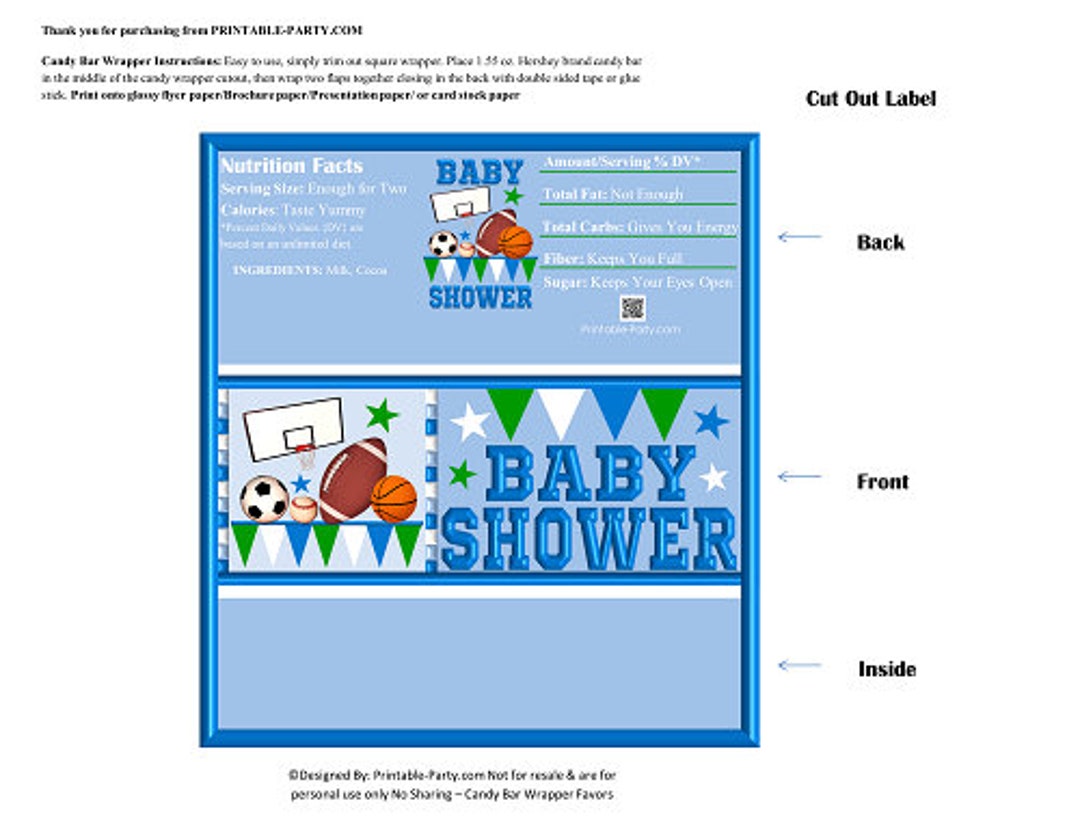 Printable Candy Bar Wrappers | Sports Basketball Football Baseball ...