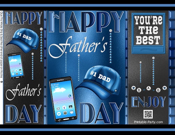 Printable Potato Chip Bags | Happy Father's Day Dad Gift Wrapper Label | Blue Black White Il_570xn