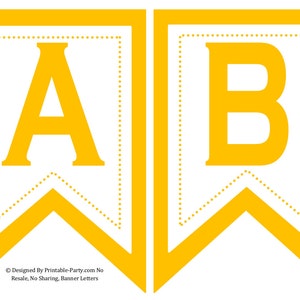 5x8 Inch Swallowtail Golden Yellow Printable Banner Letters