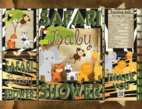 Printable Potato Chip Bags | Safari Animals Jungle Theme Zoo Giraffe Lion Elephant Zebra | Baby Shower Favors Il_570xn
