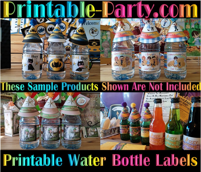 Printable Water Bottle Labels Safari Animals Girl Baby Shower Drink Labels Jungle Theme Instant Download image 2
