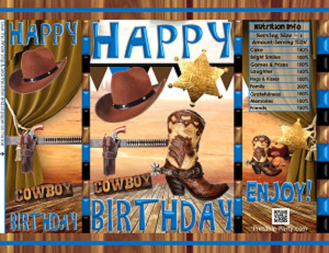 behang Observeer Emulatie Printable Potato Chip Bags PDF Happy Birthday Cowboy Western - Etsy België