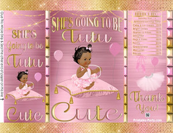 Printable Potato Chip Bags Tutu Cute Ballerina Pink Gold Baby