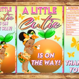 Printable Potato Chip Bags |  Orange Cutie Fruit Tangerine Clementine Citrus Girl Baby Shower | Party Favors