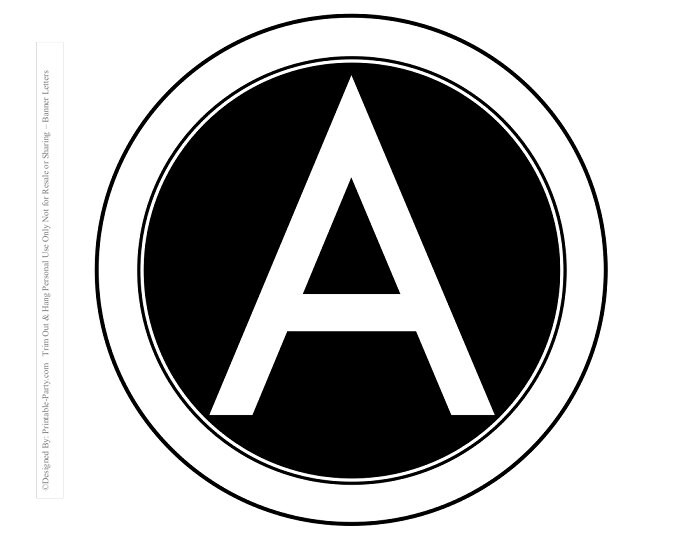 8x8 inch circle white black printable banner letters etsy