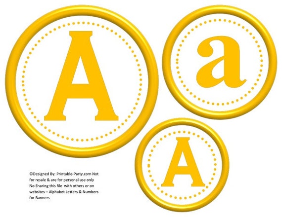 6 inch circle yellow printable banner letters etsy