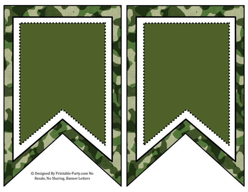 5x8 inch swallowtail green camouflage printable banner