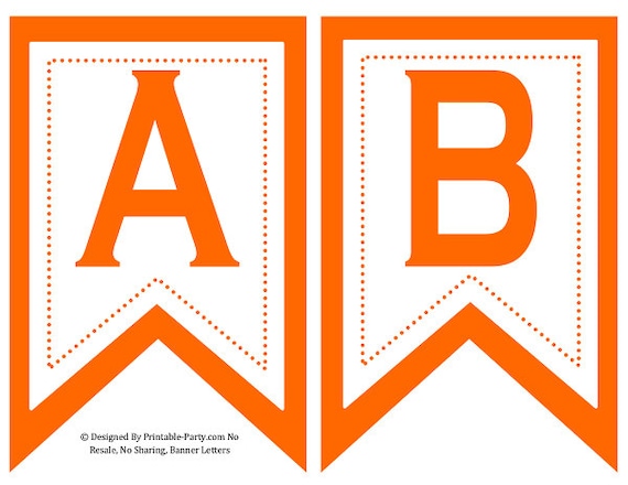 5x8 Inch Swallowtail Orange Printable Banner Letters Il_570xn