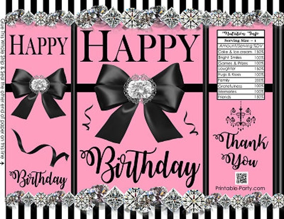 Printable Potato Chip Bags Bling Diamond Vintage Luxury Bow Birthday Printable Potato Chip Bags Bling Diamond Vintage Luxury Bow Birthday