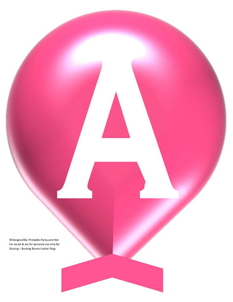 8x8 Inch Balloon Shaped Rose Pink Printable Banner Letters image 1