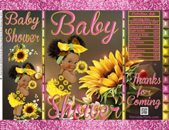 Printable Potato Chip Bags | Sunflower Flower Floral Brown Green Yellow Pink Favor Bags Instant Download Il_570xn
