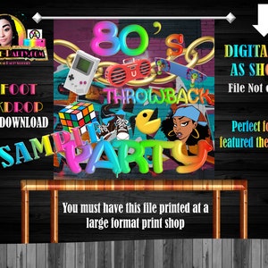 Backdrop Banner 4x4 Foot Printable PDF Instant Download |  Throwback Retro I Love The 80&#39;s Birthday Gold Hip Hop Backdrop