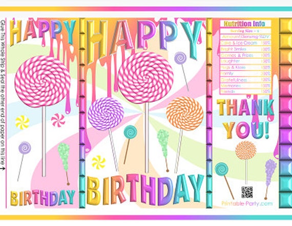 Printable Chip Bags Lollipops Candy Party Theme Printable Instant 