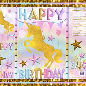 Printable Chip Bags | Unicorn Rainbow Sparkle Gold Pastel Theme | Birthday Instant Download Favor Bags
