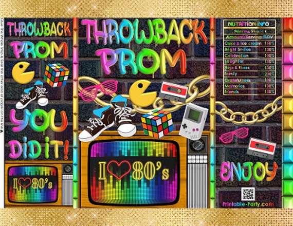 Printable Potato Chip Bags | Throwback Retro I Love The 80's Prom Graduation Congrats | Party Favors Il_570xn