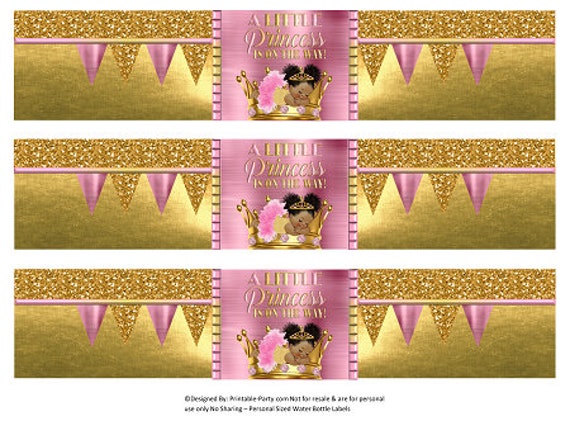 Printable Pink and Gold Glitter Baby Shower Water Bottle Labels