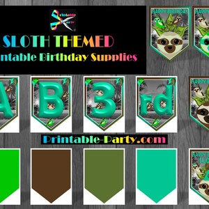Printable Sloth Birthday Party Supplies | Sloth Decorations