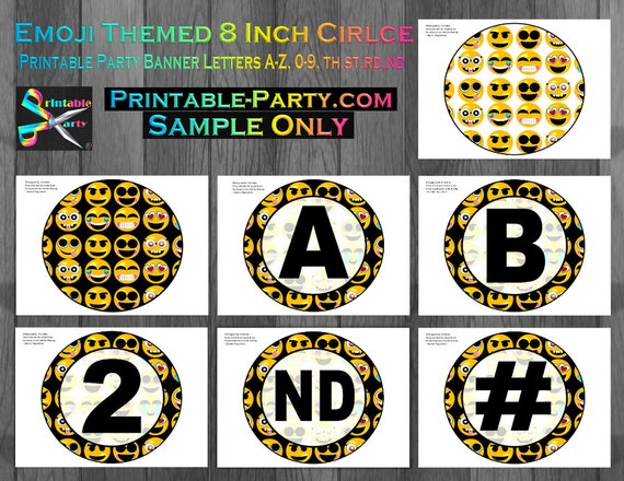 8x8 Inch Circle Emoji Printable Banner Letters Il_570xn