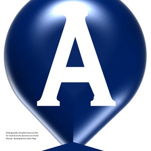 8x8 Inch Balloon Shaped Dark Blue Printable Banner Letters
