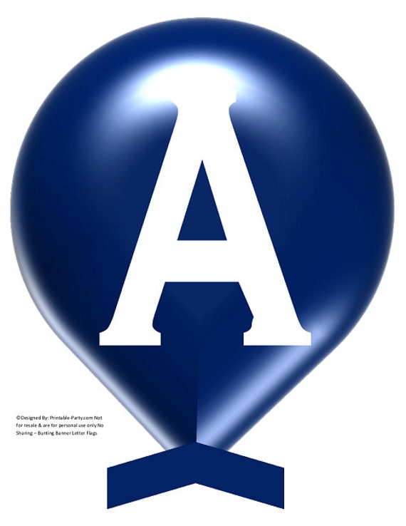8x8 inch balloon shaped dark blue printable banner letters etsy