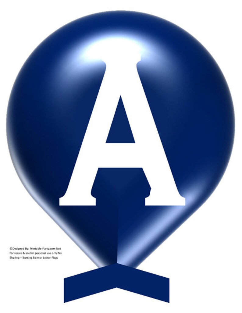 8x8 inch balloon shaped dark blue printable banner letters etsy