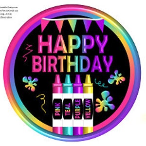 8 Inch Circle Printable PDF Instant Download Charger Plate Insert | Center Piece | Crayon Coloring Book Slime Birthday