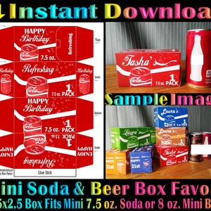 Printable Mini Soda Beer Box Red Cola Instant Download Favor - Etsy