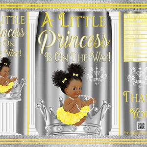 Printable Potato Chip Bags |  Crown Afro Puffs Tutu Yellow Silver White Palace Princess Royal Vintage Girl African Baby Shower Favors