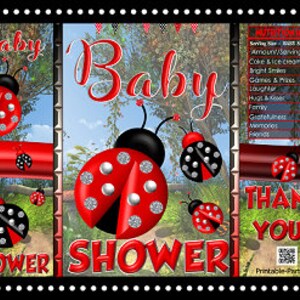 Printable Potato Chip Bags | Little Lady Bug Ladybug Red Black | Girl Baby Shower Favors