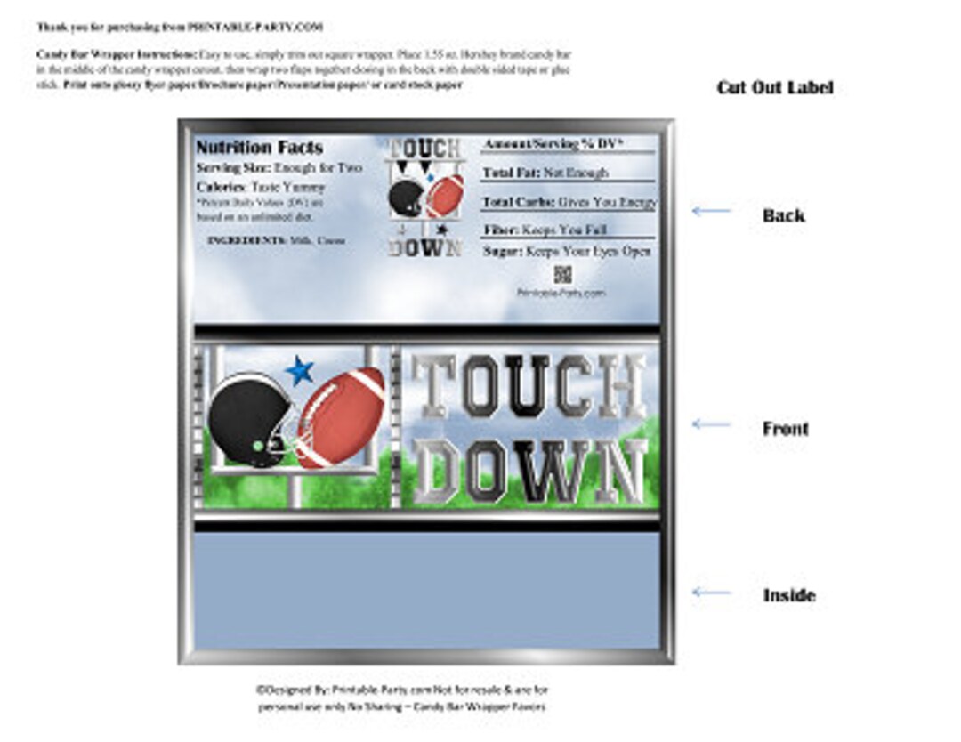 Printable Candy Bar Wrappers | Football Blue Baby Shower Chocolate ...