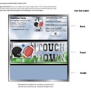 Printable Candy Bar Wrappers | Football Blue Baby Shower Chocolate ...