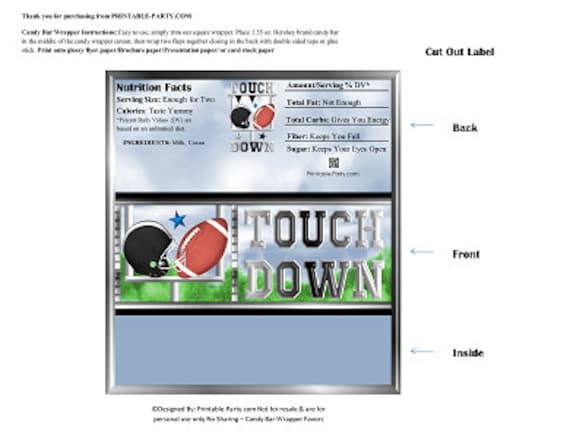Printable Candy Bar Wrappers | Football Blue Baby Shower Chocolate Favor Labels | Instant Download Il_570xn