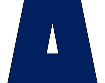 Lettres de l'alphabet imprimables bleu marine foncé, 20 x 10,5 pouces