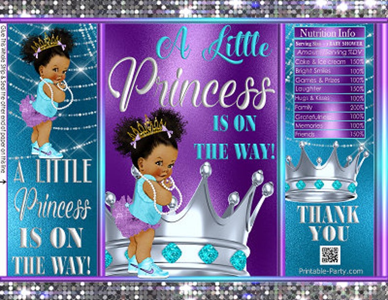 Printable Potato Chip Bags Turquoise Purple Silver Crown Etsy