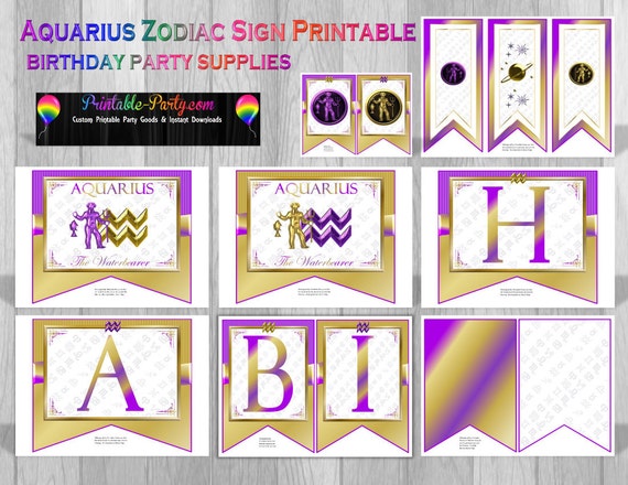 Aquarius Zodiac Sign Astrology Party Supplies Il_570xn