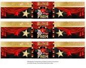 Printable Water Bottle Labels | Hollywood Red Gold Black Prom Night Drink Wrappers | Instant Download Il_170x135
