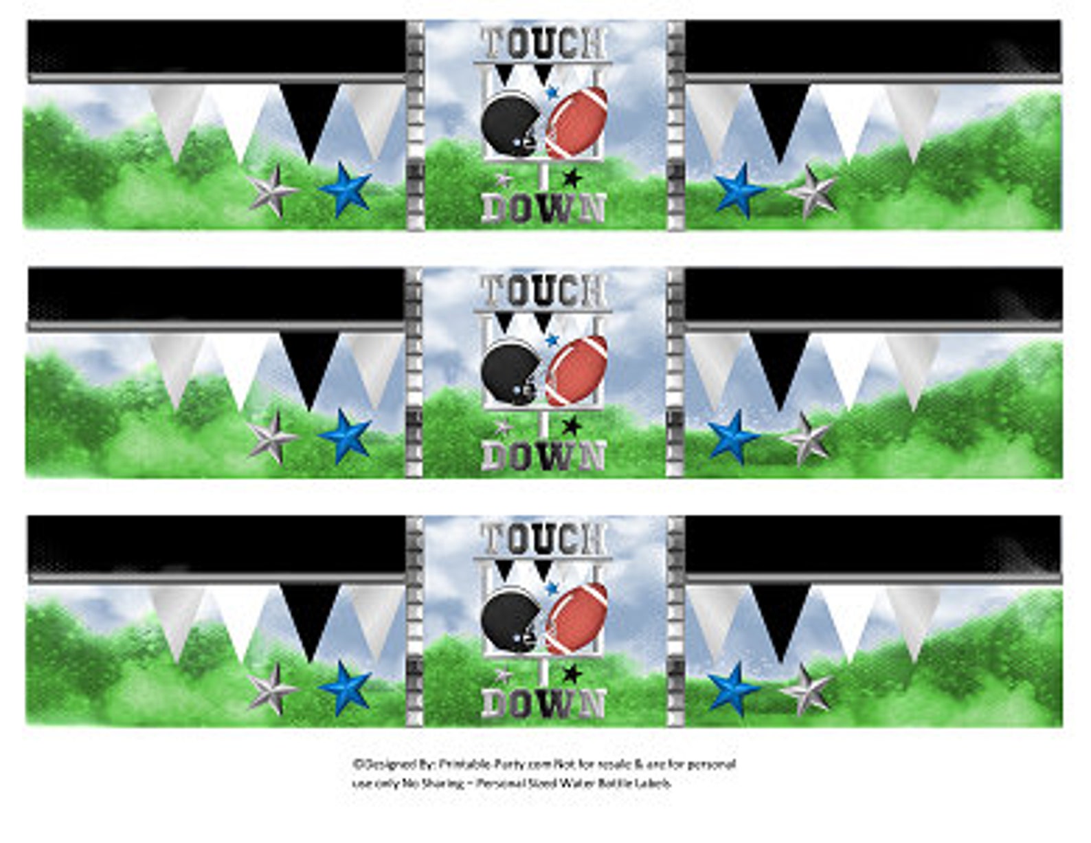 Printable Water Bottle Labels Football Sports Team Touch - Etsy