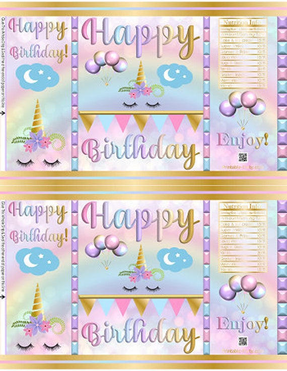 PDF Printable Mini Bags | Unicorn Rainbow Gold Pastel Pink Purple Blue | Small Snack Candy Treat Bag Favor Labels Il_570xn