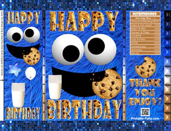 Printable Potato Chip Bags | Milk Chocolate Cookies Blue Birthday Favors Il_570xn