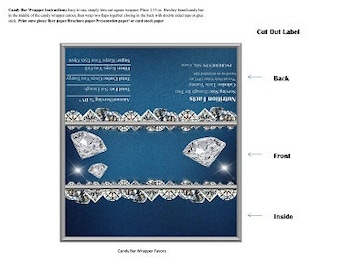 Printable Candy Bar Wrappers | Blank  Editable Denim Diamond Chocolate Bar Labels | Instant Download
