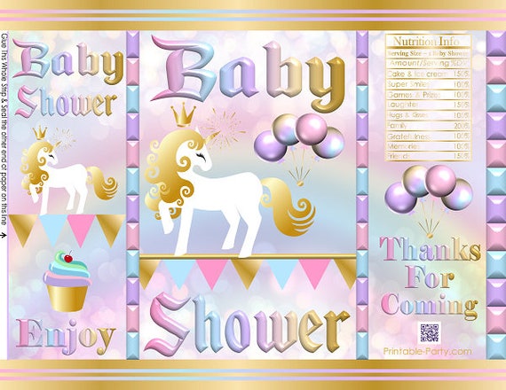 Printable Chip Bags | Instant Download Favor Bags | Unicorn Themed | Baby Shower Il_570xn