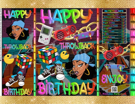 Printable Potato Chip Bags | Throwback Retro I Love The 80's 90's Birthday Gold Hip Hop | Party Favors Il_570xn
