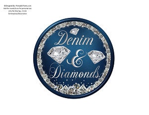 6 Inch Circle Printable PDF Instant Download Charger Plate Insert Center Piece | Denim and Diamonds Bling Glam Luxury Centerpiece