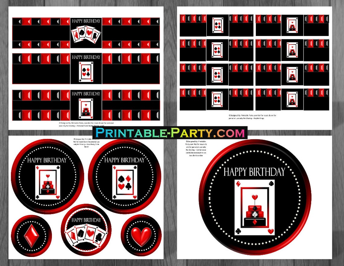 Printable Casino Night Cards Birthday Party Supplies - Etsy