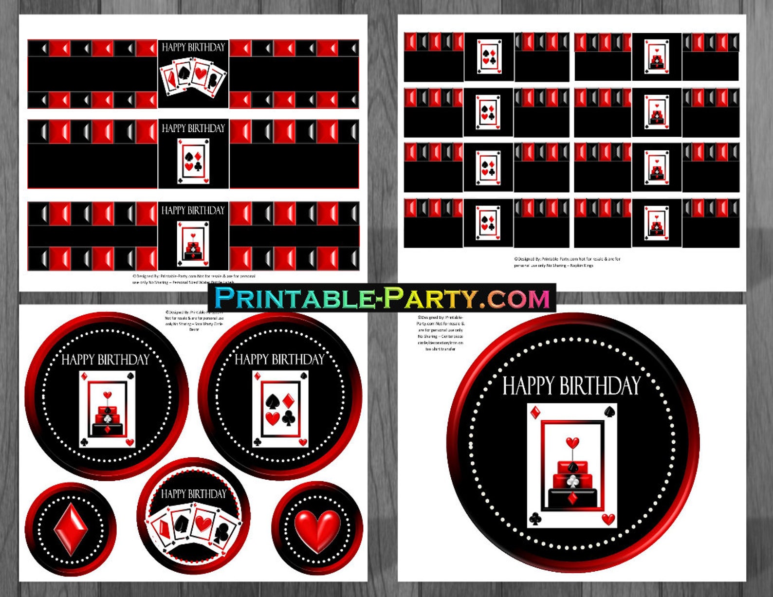 Printable Casino Night Cards Birthday Party Supplies - Etsy